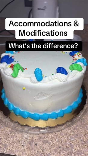 What’s the difference between accommodations and modifications? Well, a cake and a cookie can help us answer that! And yes, we could go into specifics like changing ingredients, but this video’s purpose is to be a simplistic and physically visible explanation! Let’s talk about it & I hope this helps! #specialeducation #spedteachersoftiktok #accommodations #modifications #sped