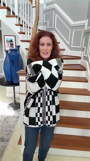 A close look at this checkered oversized cardigan!