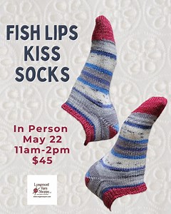 1.3K views | The very popular “fish lips kiss” sock heel developed by the Sox Therapist is a great option for those who don’t like picking up gusset stitches or keeping their stripe pattern uninterrupted. This class will walk you through the process step-by-step and you’ll be on your way to making amazing socks. You can sign up now at https://www.longmontyarn.com/module/class/583930/fish-lips-kiss-socks-in-person #longmontyarnshoppe #knitting | Longmont Yarn Shoppe | Facebook
