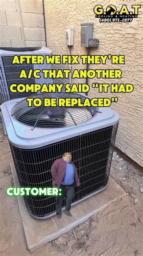 Homeowners in the area, honest question. Have you ever been told you needed a brand new system, but it turned out it just needed a simple repair? We see that happen more than you’d think. That’s why we offer FREE second opinions before anyone spends thousands replacing their unit. If it can be fixed, we’ll fix it. If it truly needs to be replaced, we’ll let you know. Message us anytime if you want an honest look at your A/C! 🐐 #hvac #heatingandcooling #airconditioner #acrepair #hvacinstall