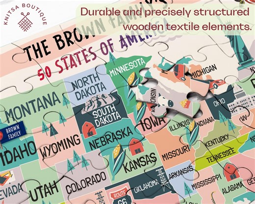 Personalized US Map Puzzle, Custom Family Name States of America Jigsaw Puzzle, USA Landmark Puzzle, Travel Map Puzzle for Kids and Adult - Etsy