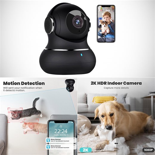 Don't Pay $50, Get a Litokam 2K Indoor Security Camera with 360-Degree Vision for $28.49