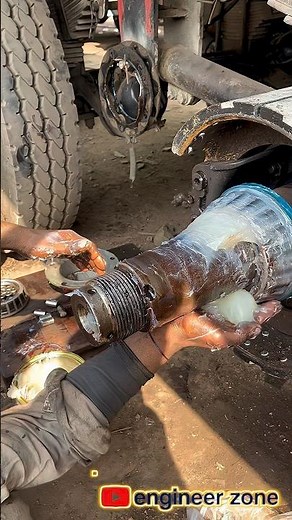 Truck Wheel Bearing Greasing Process 🚛 | Heavy Duty Hub Service Step by Step #mechanic #shorts