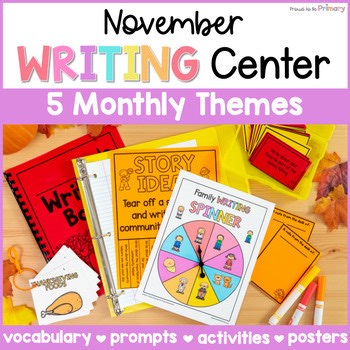 November Fall Thanksgiving Sentence Writing Center Lined Paper Prompt Activities