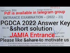 PGDCA JAMIA 2022,Answer Key/short solution with 100% accurate answers,for more such videos subscribe