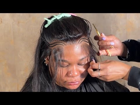 Bob frontal wig install w/ two braids