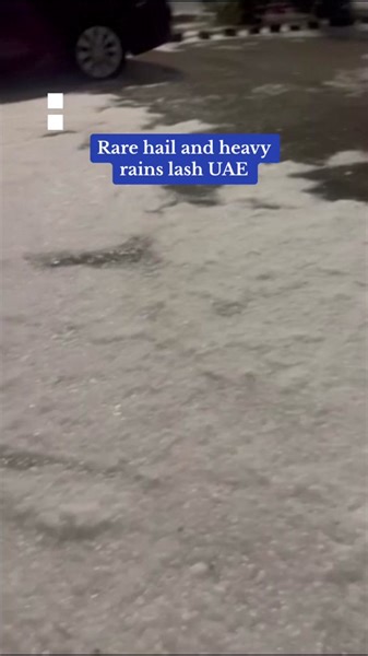 Large #hailstones were seen covering streets in #UAE’s #AlAin, after heavy #rain and thunderstorms fell across the emirate. #news #extremeclimate #hail