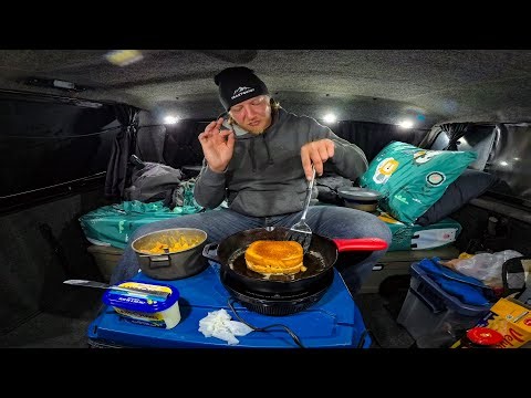 Truck Camping New Mexico: Cooking Spicy Spam Mac & Grilled Cheese in a Lava Field!