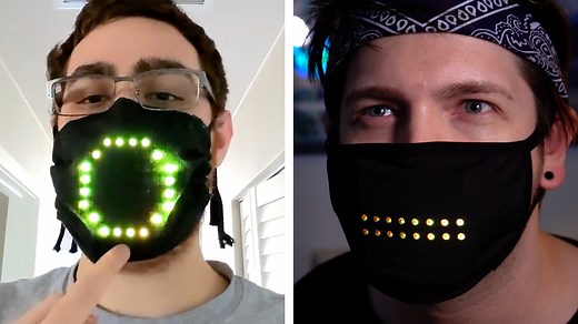 Coronavirus face mask lights up with moving mouth shapes
