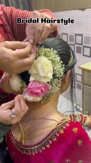 Bridal Hairstyle Full Tutorial ♥️@Glamourgirldeepa #bridalhairstyle #bridalbunwithflowers #hairdo