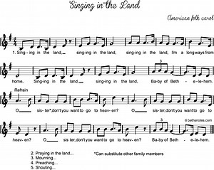 Singing in the Land Beth's Notes Songs   Resources