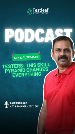 Still asking “Manual or Automation?” In 2025, the game is a skill pyramid: Programming → UI automation → API → DevOps → Cloud → AI. Staying only in manual = career risk. 💬 Comment PYRAMID for the full roadmap. #manualtesting #automationtesting #manualtoautomation #qaengineer #softwaretesting #apitesting #devops #cloudcomputing #aiintesting #selenium #playwright #cypress #testingcareer #careertransition #itjobs #testleaf | TestLeaf