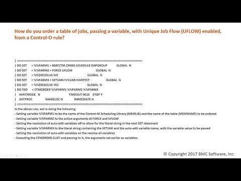 With Control-M how to order Jobs, with Unique Job Flow (UFLOW) from Control-O?