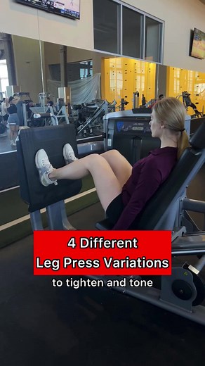Four different leg press variations to tighten and tone your legs!! 🔥 #legpress #legday #legdaytips #workouttips #workoutforbeginners #gymtips | Holland Birkemeyer