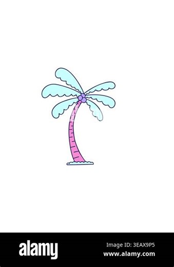 horizontally vibrating animation of hand drawn quirky cartoon palm tree Stock Video Footage - Alamy