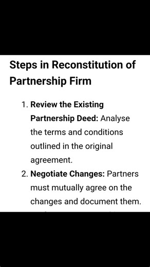 Steps in Reconstitution of Partnership Firm #youtube #tranding