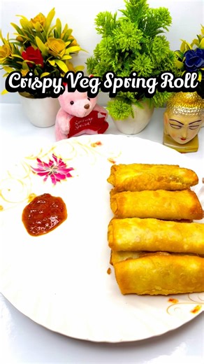 Crispy Veg Spring Roll Recipe 😋 #recipe #shortsfeed #food #springroll #vegspringroll #shorts