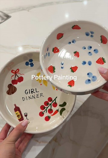 Rainy weekends are for pottery painting 🎨☔️ #potterypainting #colormemine #girldinner #dateideas #crafting