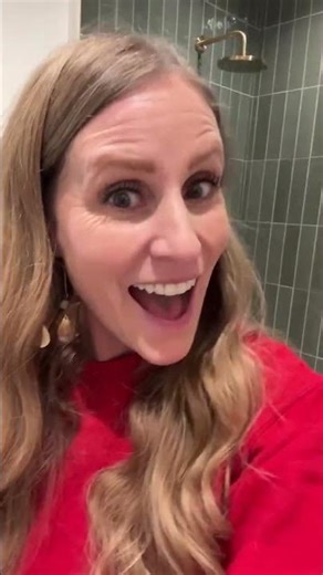 My GREEN shower tile!! I seriously considered going with cream-colored tile, but every time I looked