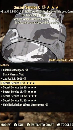 Fallout 76 Obtaining The Best Possible G Tier Secret Service Armor Set