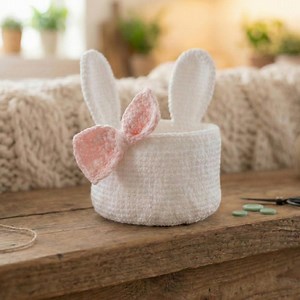 Bow Bunny Basket Crochet Pattern, Rabbit Storage Amigurumi, Nursery Gift Crochet, Easter Basket With Bow, Spring Decor Pattern, Bunny Bag - Etsy