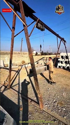 Lifting Concrete Blocks Using a Chain Hoist at a Construction Site #constructionwork