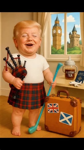 TRUMPY TALES on Instagram: "Baby Trump Off to the UK ScotlandRed Carpet Haggis Big League Castles 🏰👶🇺🇸🇬🇧 #comedy #funnybaby #funny #baby #viral #ai #podcast #cute #trendingreels #foryou #babypodcast #explore #trumpmemes #TRUMP2024ToSaveAmerica #trump2025 #trump2024 #trumpsupporters #trump2016 #babytrump #MAGA #makeamericagreatagain #uspresident #usa #usa🇺🇸 #uk🇬🇧 #usapresident #tinytrump #teamtrump #trumpwon #trumptalks"