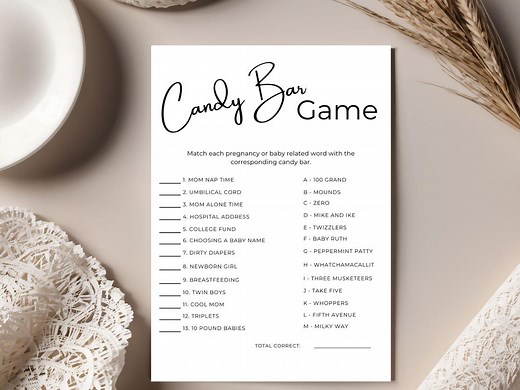 Guess the Candy Bar Game | Printable Baby Shower Activity - Etsy