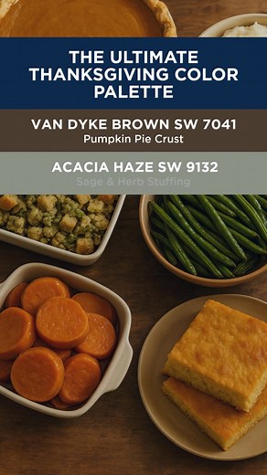 20 reactions | Bring Thanksgiving warmth into your home with a rich autumn palette.  Shades like Van Dyke Brown SW 7041, Rookwood Amber SW 2817, and Acacia Haze SW 9132 create a space as inviting as the holiday table. ✨ Let our painting professionals help bring your vision to life. Schedule your free estimate today: fivestarpainting.com/schedule-estimate #FiveStarPainting #Neighborly #ThanksgivingColors #FallColorPalette #HomeDesignInspo #SherwinWilliams | Five Star Painting | Facebook