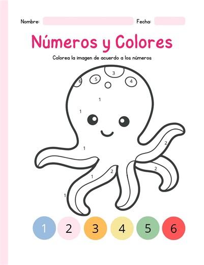 Color by Number Worksheet in Spanish – Clown Fish / Hoja De Trabajo Números Y Colores – Pez Payaso | Preschool Printable - Etsy