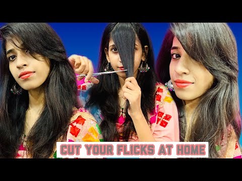 How to cut front flicks/bangs at home||side swept Flicks tutorial