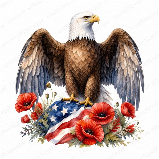Memorial Day Clipart Bundle 22 PNG, Watercolor Patriotic Poppies, American Flag, Veteran Tribute, Remembrance Day Clip Art - Etsy