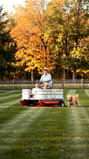 6.9K views · 16 reactions | These pontoon boat riding lawn mowers look absolutely awesome! 藍 | Creative Design Ideas | Facebook