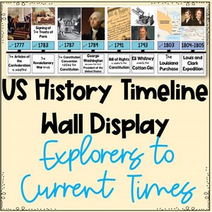 US American History Timeline Bulletin Board & Wall Display-Explorers to Current