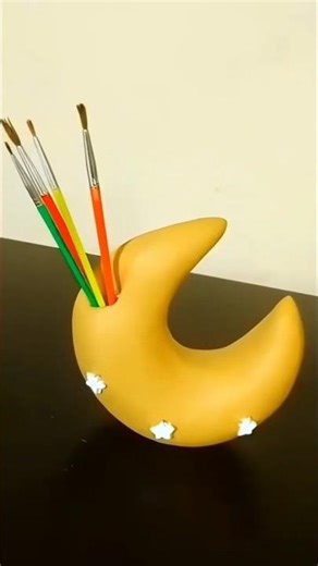 DIY moon shape pen holder #shorts #shotfeed