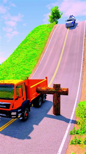 Flatbed Truck Mcqueen | Transportation with Truck - Pothole vs Car # - BeamNG.Drive