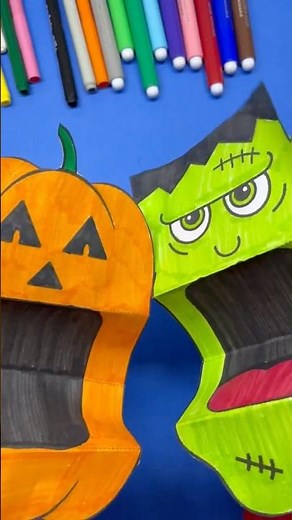 “Spooky Pumpkin Puppet Craft! 🎃 Watch It Open Up!” #art #halloween #kids