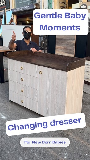 CreativeInter by Amir Akbar on Instagram: "Designed for newborns, this modern baby changing table or simple called as diaper changing table, changing dresser. It combines safety, storage, and style. The bordered top holds a baby mattress, and below are drawers & a cabinet to keep clothes and essentials organised. Its very modern and suits any home interior and decor with complete storage facility #babyfurniture #parenting #changingdresser #diaperchangingtable #storagesolutions #creativeinterfurn