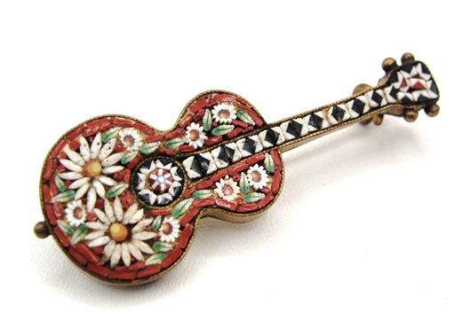 Vtg Italian Micro Mosaic Guitar Brooch Attributed to Michelangelo Caetani Design - Etsy