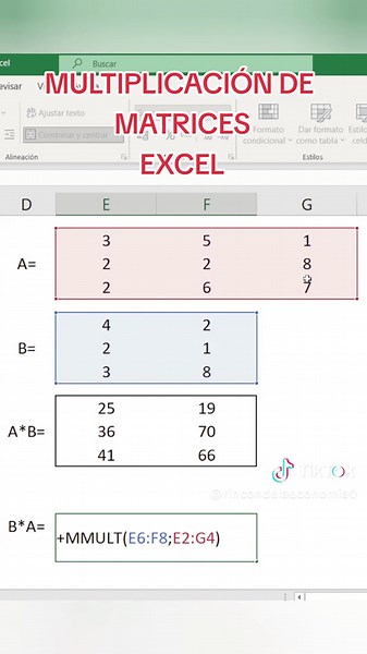 Multiplicación de Matrices en Excel