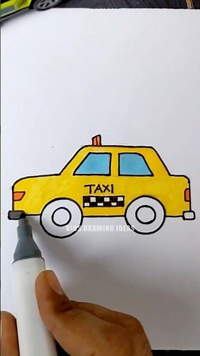 How to Draw a Taxi in Just 45 Seconds! 🚖 | Easy Yellow Cab Drawing Tutorial for Kids #drawing4kids
