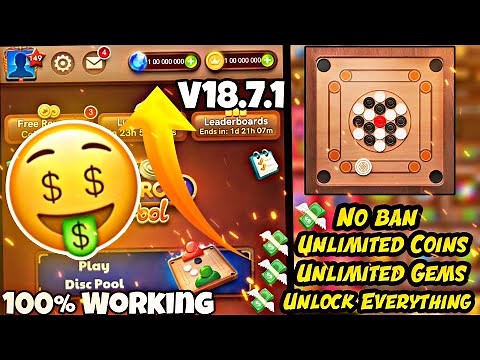 carrom pool unlimited coins and gems mod apk hack v18.7.1 latest 2025 mod menu unlimited money trick