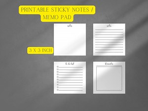 Printable Sticky Notes, Printable Memo Pad - Etsy Australia