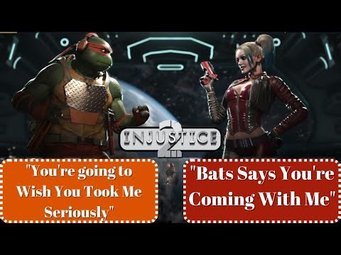 TMNT Michelangelo Meets Harley Quinn | Injustice 2 | Unique Intros & Special Moves