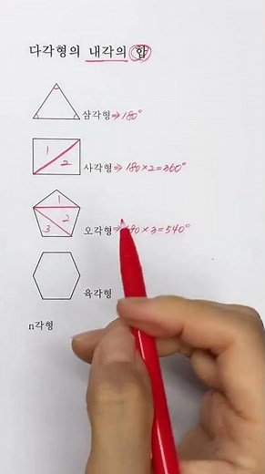 [중등] 중1-2. 평면도형_다각형의 내각의 합. 대각선 구하는 식과 같이 공부하면 바로 이해될겁니다. #maths #수학 #중등수학 #대각선 #내각의합 #다각형 #원주수학과외