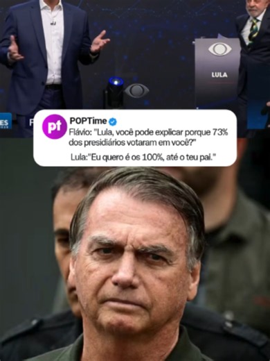 Durante o debate da Band neste domingo, Flávio Bolsonaro perguntou a Lula por que 73% dos presidiários votaram nele. O presidente respondeu: “Eu quero é os 100%, até o teu pai. Bolsonaro, vota em mim, até você sabe que eu sou melhor que ele!” A troca ocorreu no confronto direto entre os dois, o primeiro do segundo turno. O debate, mediado por Adriana Araújo e Eduardo Oinegue, começou às 20h e é transmitido pela Band e emissoras parceiras. O segundo turno é em 25 de outubro. No primeiro, Flávio t
