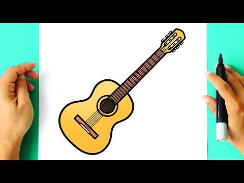 Como DESENHAR um VIOLÃO passo a passo - Como DIBUJAR una GUITARRA ACÚSTICA paso a paso - Fácil