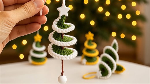 Easy crochet Christmas tree wind spinner that really spins