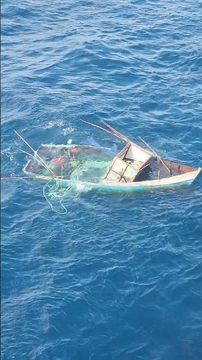 Small Fishing Boat Sinks in Open Ocean | Dramatic Real Footage 🌊🚨 #shorts