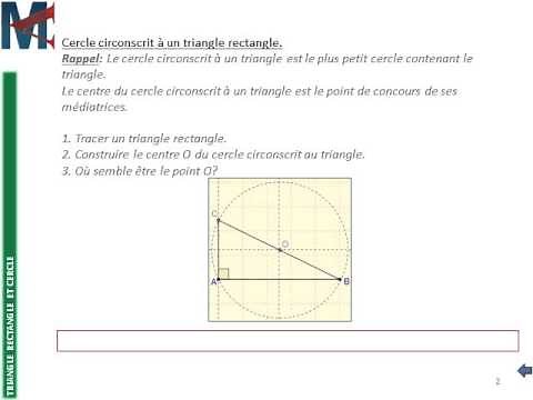 4ème - TRIANGLE RECTANGLE ET CERCLE - Cercle circonscrit à un triangle rectangle